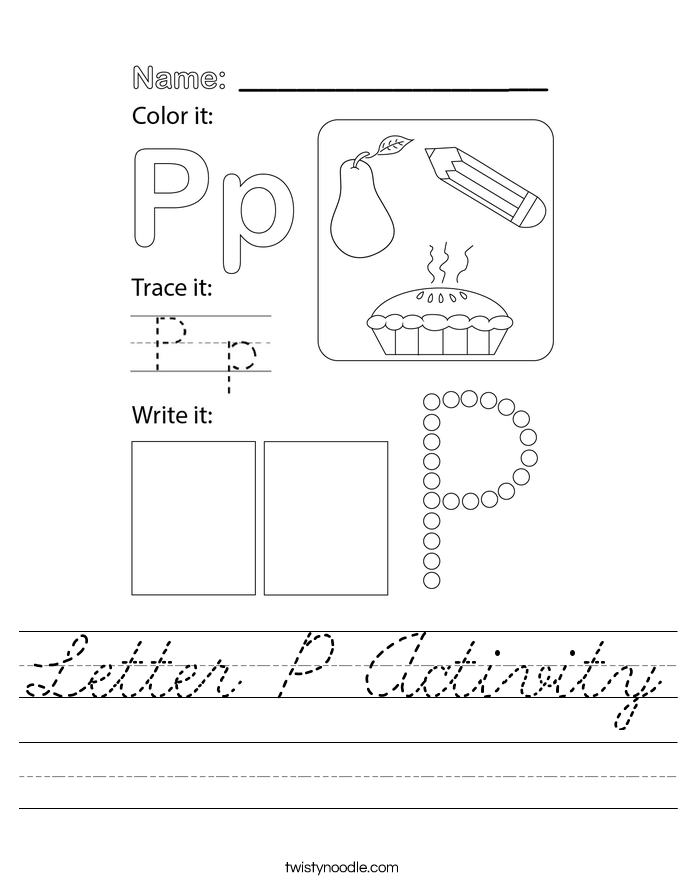 Letter P Activity Worksheet