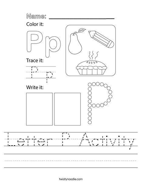 Letter P Activity Worksheet