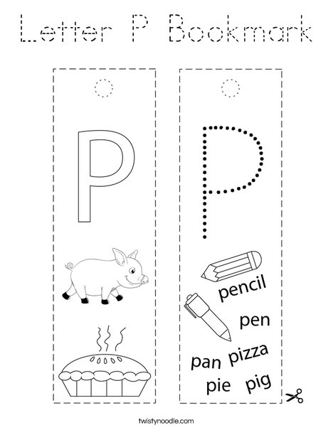 Letter P Bookmark Coloring Page