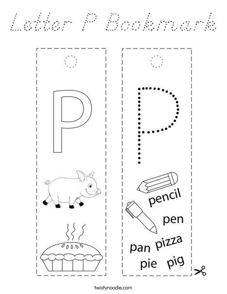 Letter P Bookmark Coloring Page