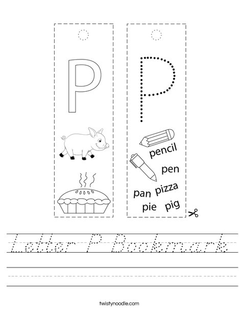 Letter P Bookmark Worksheet