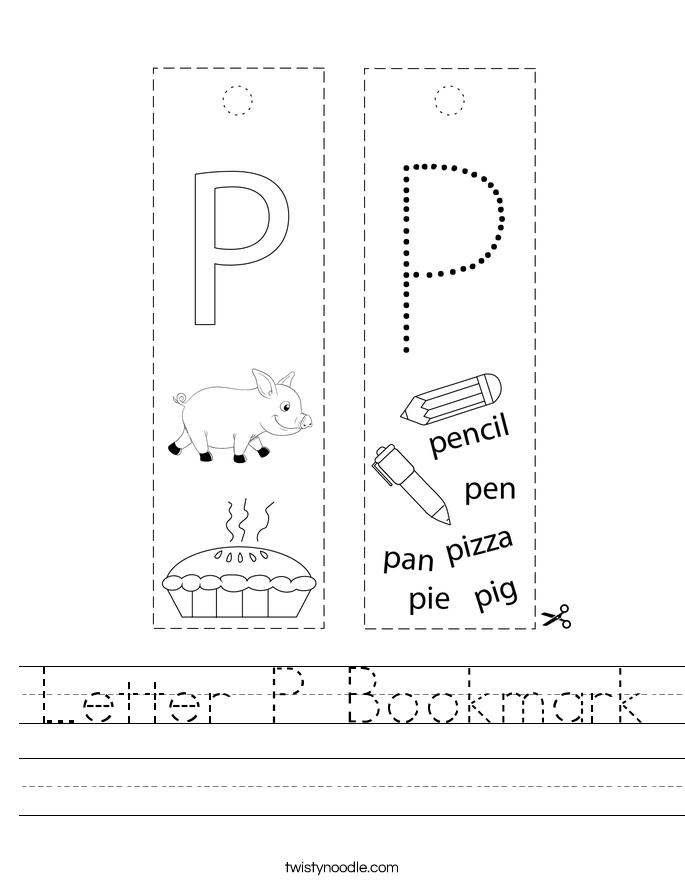 Letter P Bookmark Worksheet