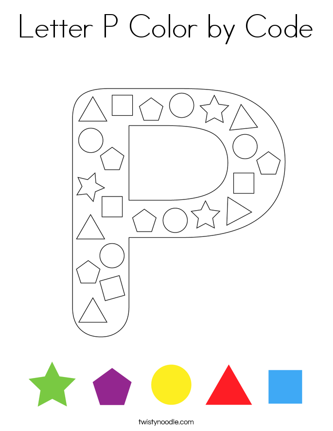 Letter P Color by Code Coloring Page