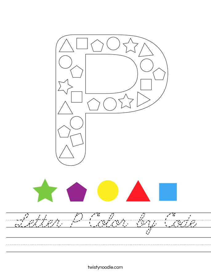 Letter P Color by Code Worksheet