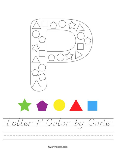 Letter P Color by Code Worksheet