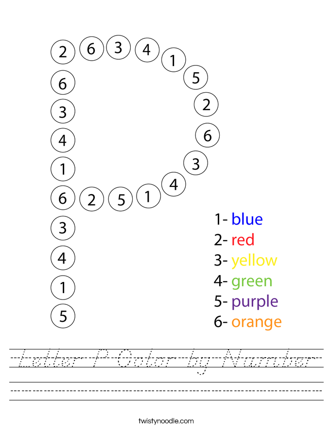 Letter P Color by Number Worksheet