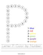 Letter P Color by Number Handwriting Sheet