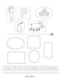 Letter P- Cut and Paste the Pictures Worksheet