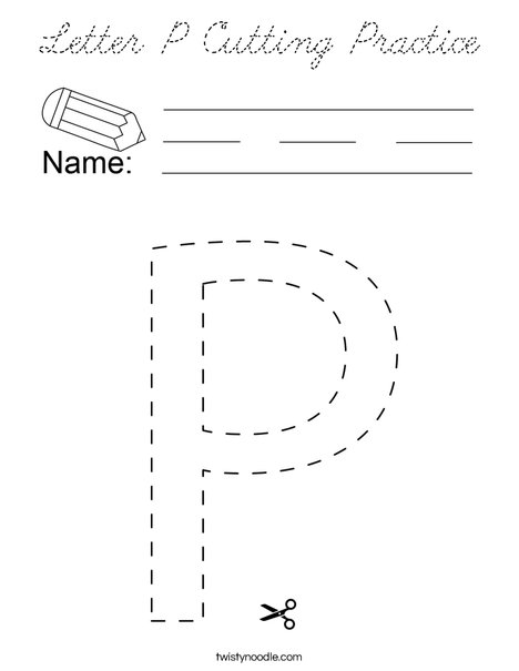 Letter P Cutting Practice Coloring Page