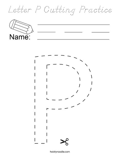 Letter P Cutting Practice Coloring Page