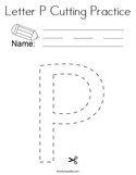 Letter P Cutting Practice Coloring Page