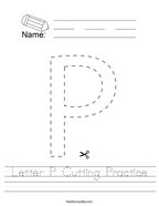 Letter P Cutting Practice Handwriting Sheet