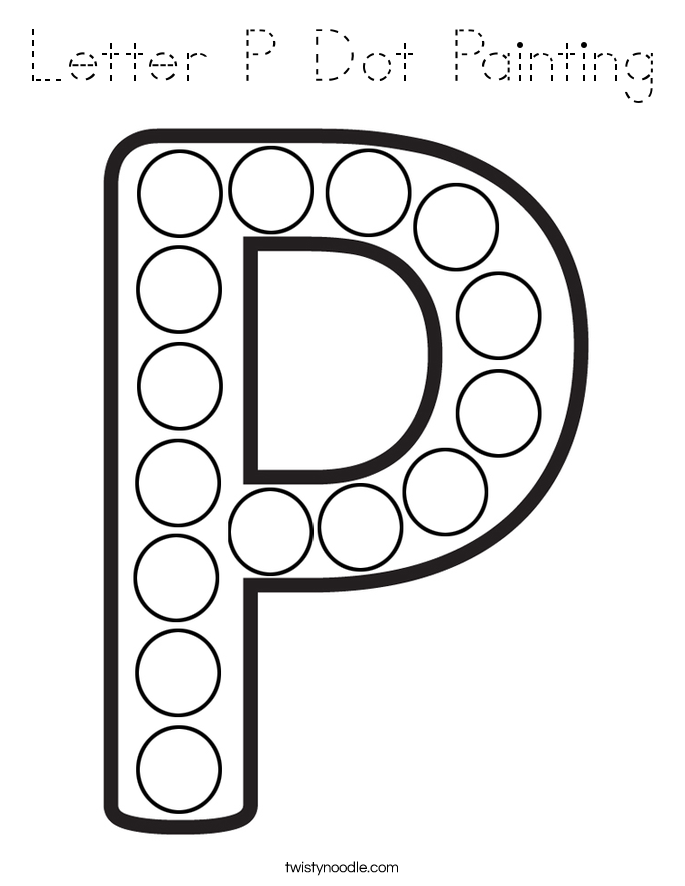 Letter P Dot Painting Coloring Page