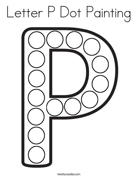 Letter P Dot Painting Coloring Page