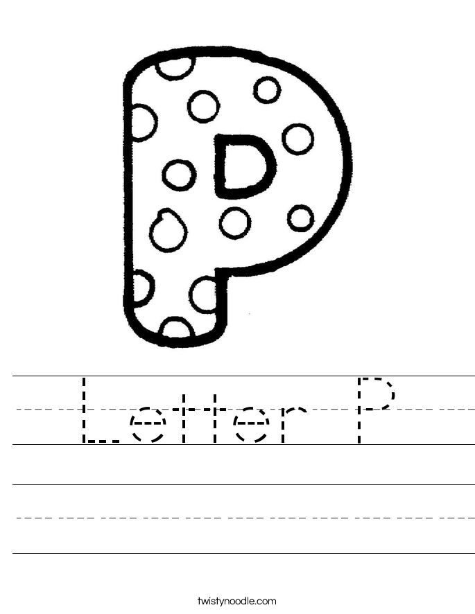 style in handwriting print P Worksheet   Noodle Twisty Letter