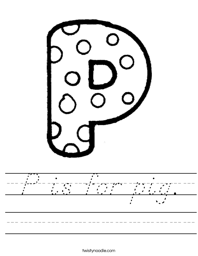 P is for pig. Worksheet