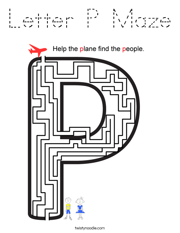 Letter P Maze Coloring Page