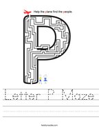 Letter P Maze Handwriting Sheet