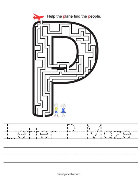 Letter P Maze Worksheet