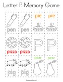 Letter P Memory Game Coloring Page