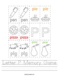 Letter P Memory Game Worksheet