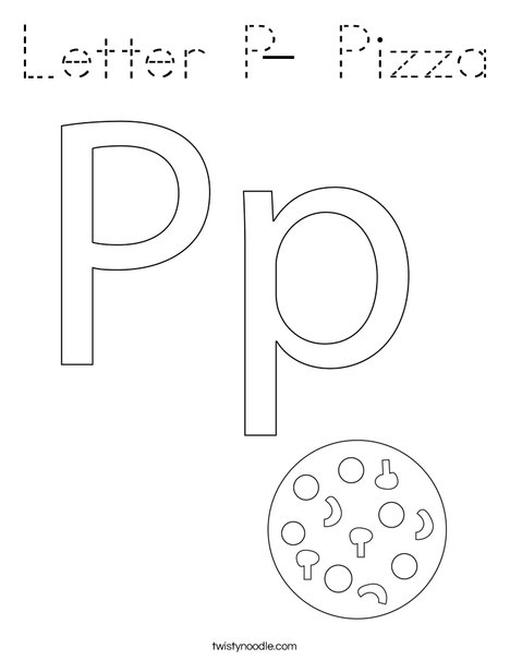 Letter P- Pizza Coloring Page