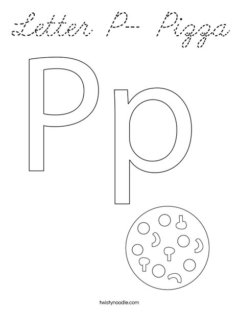 Letter P- Pizza Coloring Page