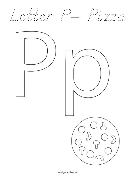 Letter P- Pizza Coloring Page