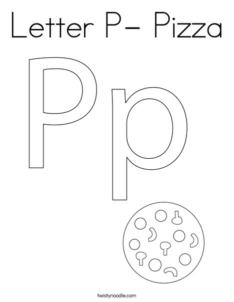 Letter P- Pizza Coloring Page