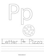 Letter P- Pizza Handwriting Sheet