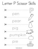 Letter P Scissor Skills Coloring Page