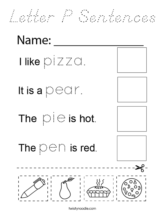 Letter P Sentences Coloring Page