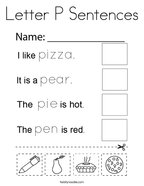 Letter P Sentences Coloring Page