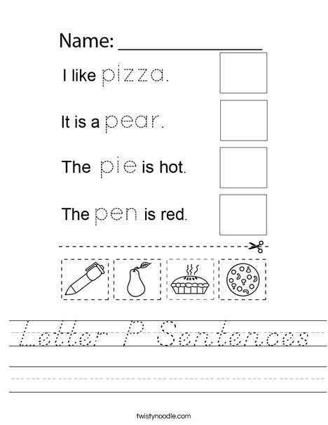 Letter P Sentences Worksheet