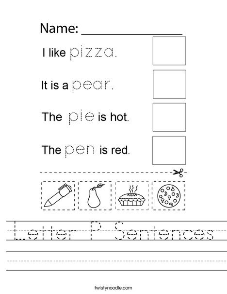 Letter P Sentences Worksheet