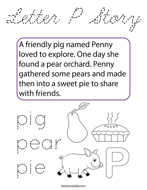 Letter P Story Coloring Page