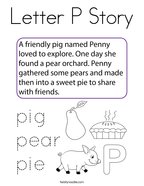 Letter P Story Coloring Page