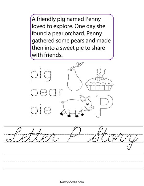 Letter P Story Worksheet