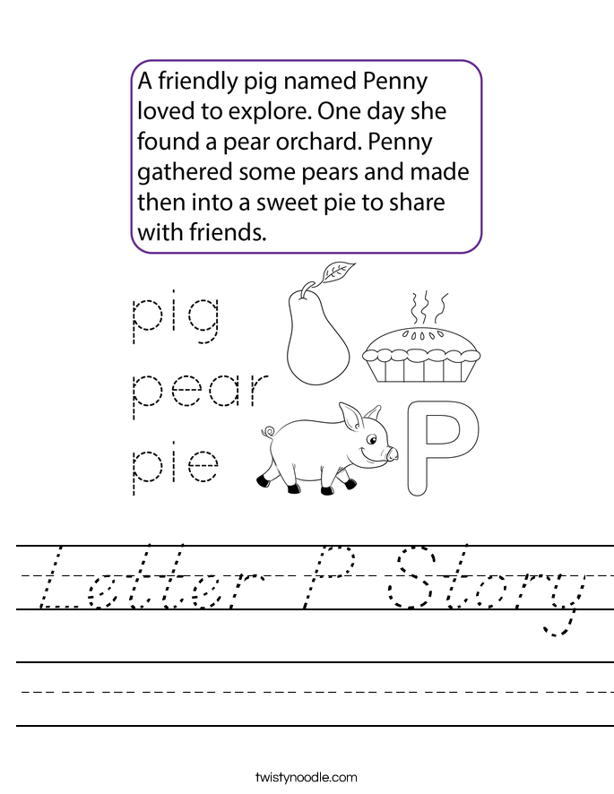 Letter P Story Worksheet