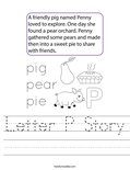 Letter P Story Worksheet