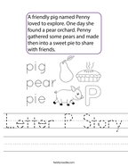 Letter P Story Handwriting Sheet
