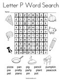 Letter P Word Search Coloring Page
