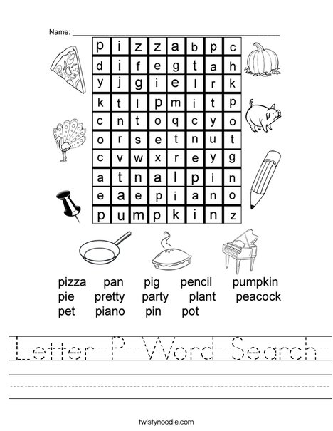 letter p word search worksheet twisty noodle
