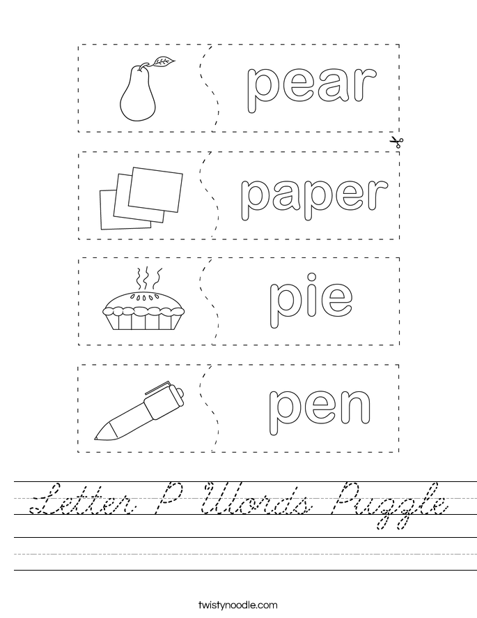 Letter P Words Puzzle Worksheet