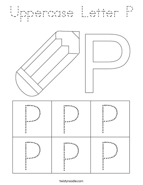 Uppercase Letter P Coloring Page Tracing Twisty Noodle