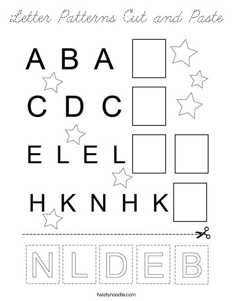 Letter Patterns Cut and Paste Coloring Page