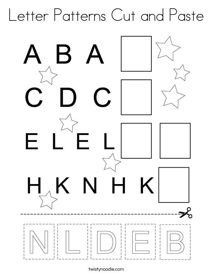 Letter Patterns Cut and Paste Coloring Page
