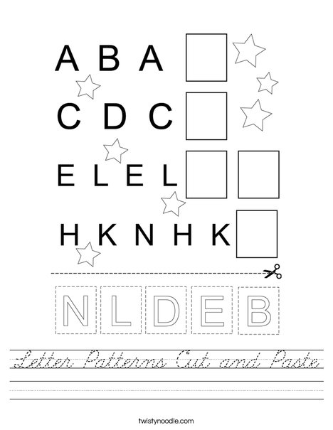 Letter Patterns Cut and Paste Worksheet