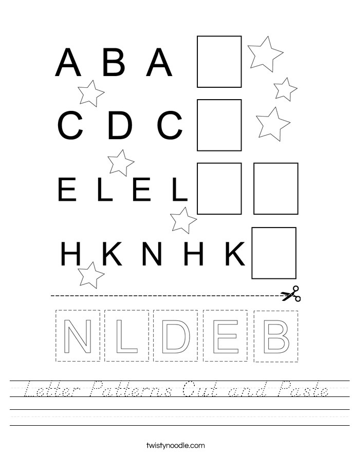 Letter Patterns Cut and Paste Worksheet