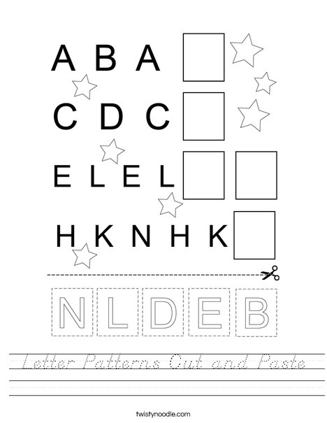 Letter Patterns Cut and Paste Worksheet